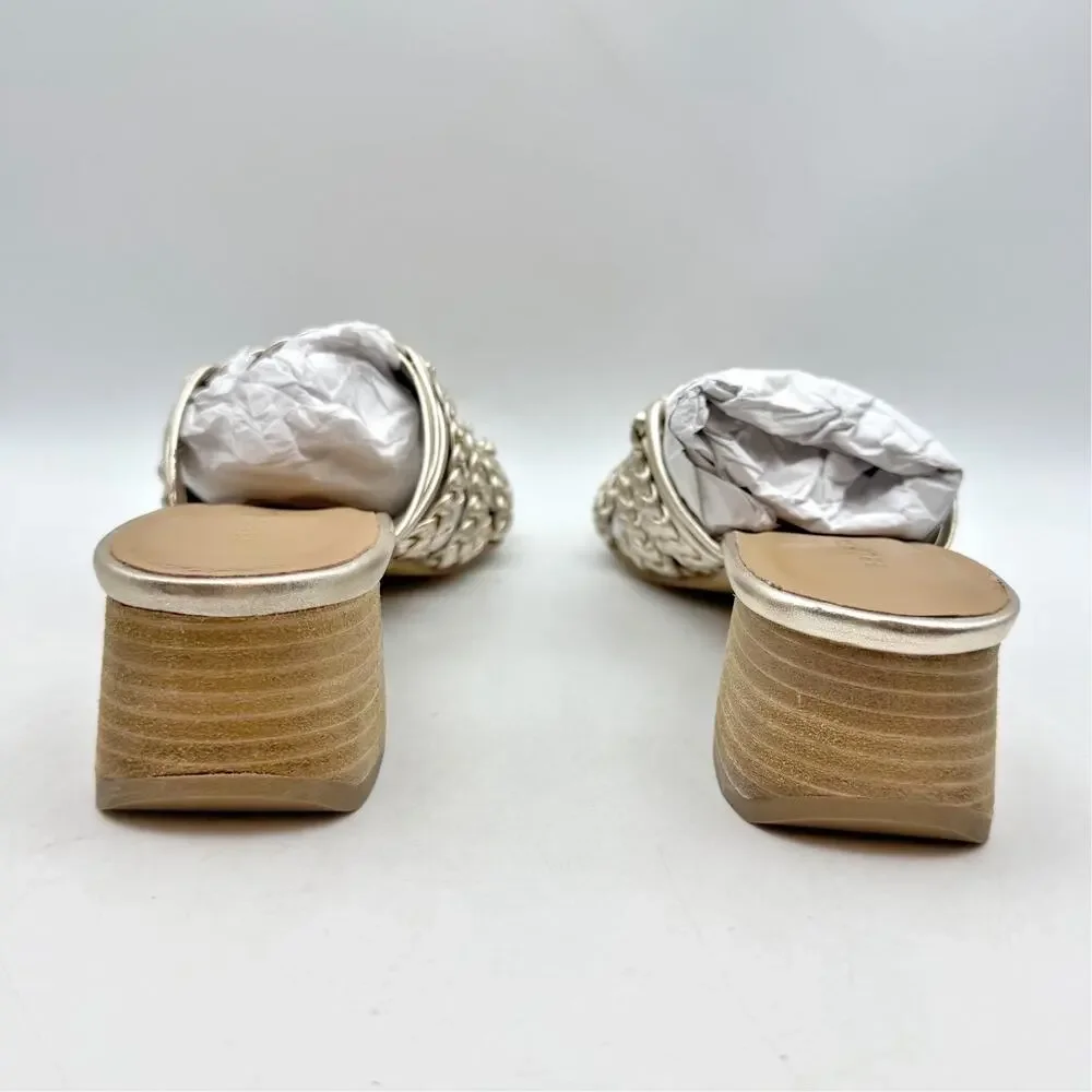 Salt + Umber Womens Riviera Braided Slide Heel Sandals EU 39 US 8 Gold EUC